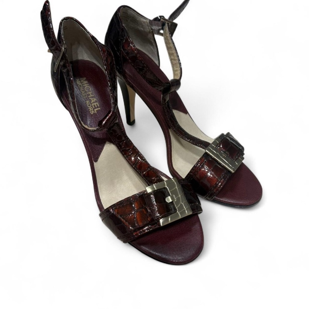 Michael Kors Burgundy Croc-Embossed Heels